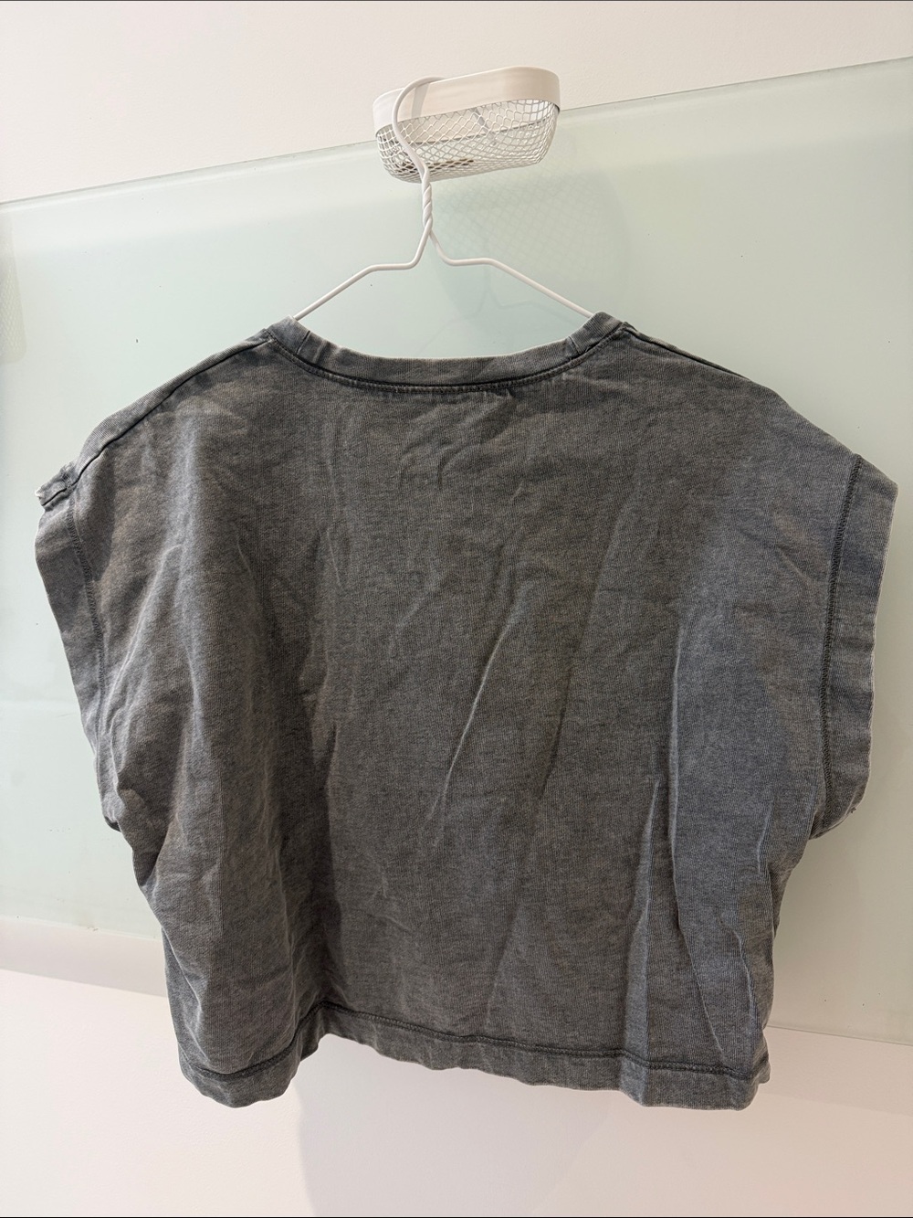 Zara Washed Gray Boxy Cropped Tee - Picture 3 of 3